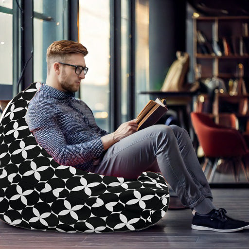 modern bean bag chair, black and white urban