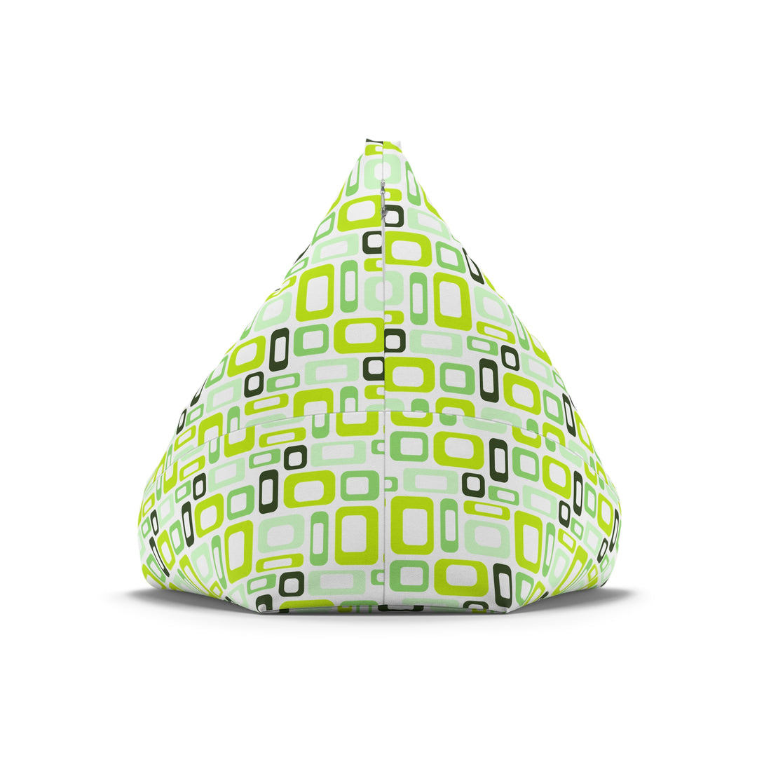 Retro Modular – Lime & Green Bean Bag Cover, White