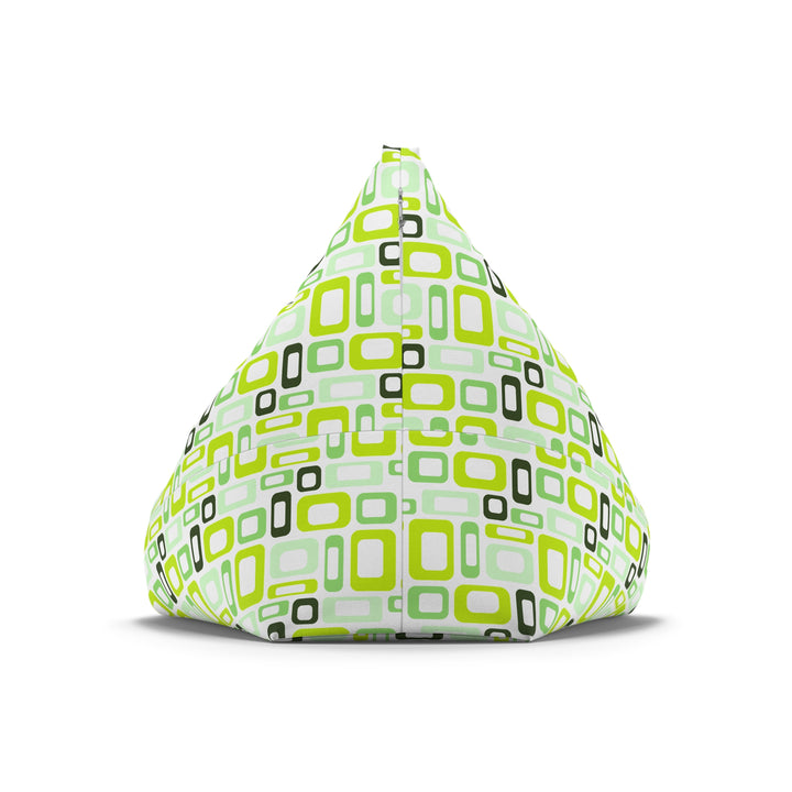 Retro Modular – Lime & Green Bean Bag Cover, White