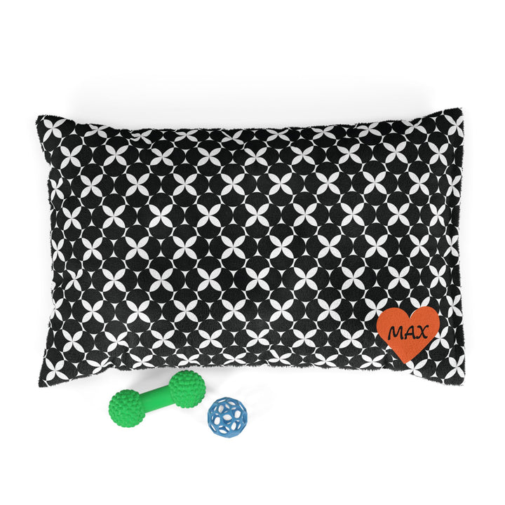 Urban Orbit Personalized Pet Bed – Black & White Geometric Pattern