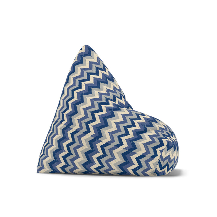 Retro Blue & Cream Chevron Bean Bag Chair Cover