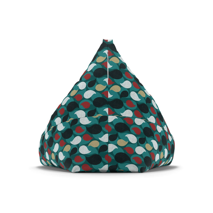 Turquoise White Red Spiral Drops Bean Bag Chair Cover
