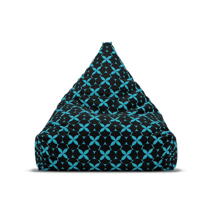 Petal Pulse - Blue & Black Geometric Bean Bag Chair Cover
