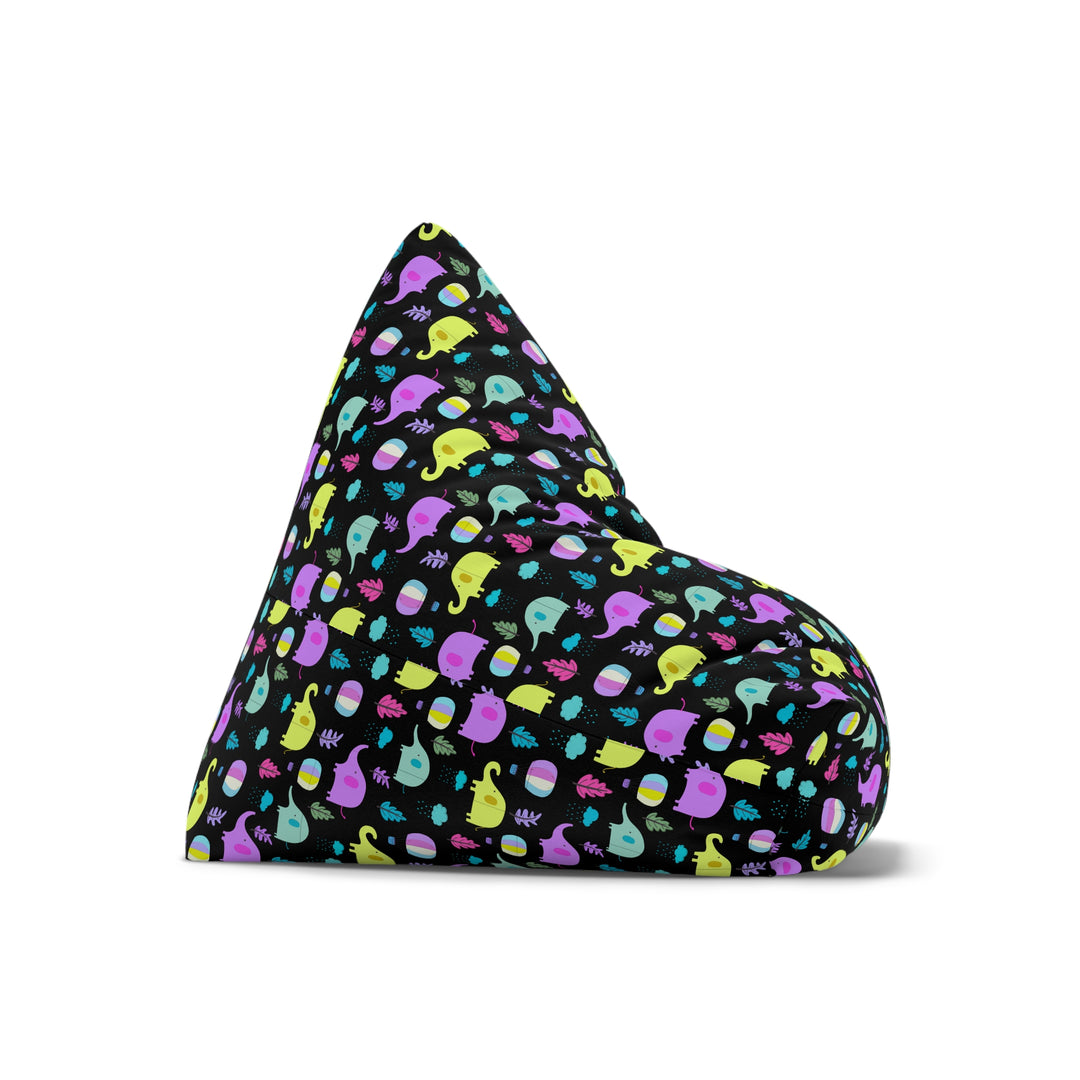 Elephant Parade, Black Bean Bag Cover