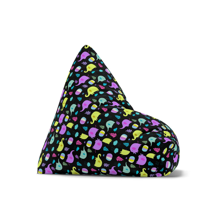 Elephant Parade, Black Bean Bag Cover