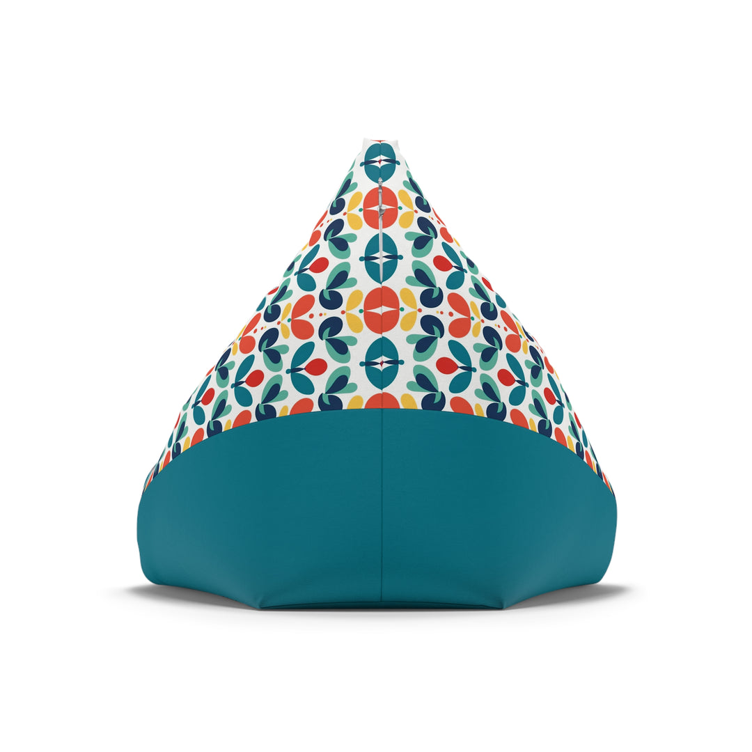 Nordic Bloom Bean Bag Chair Cover - Aqua & Terra Florals, Turquoise Base