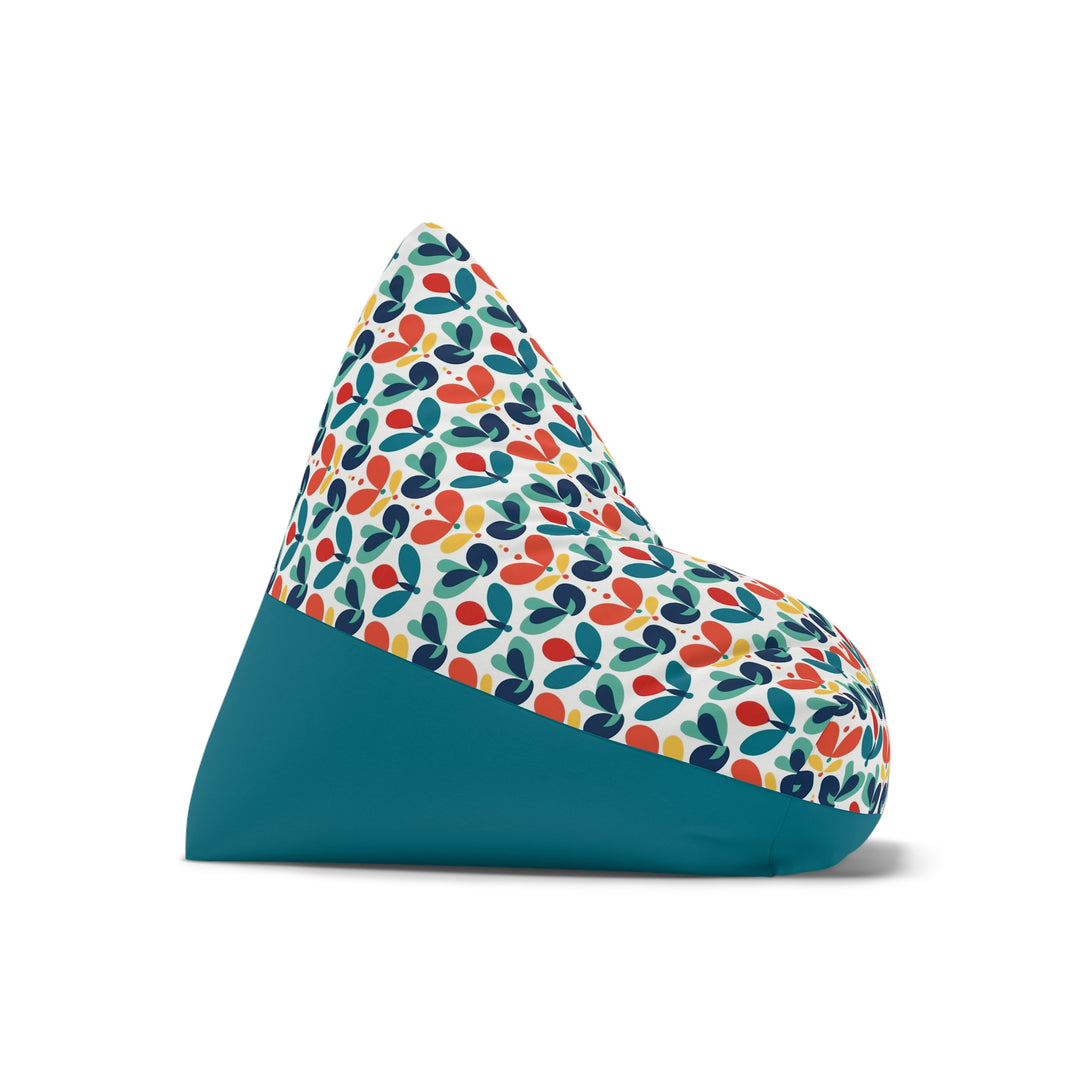 Nordic Bloom Bean Bag Chair Cover - Aqua & Terra Florals, Turquoise Base