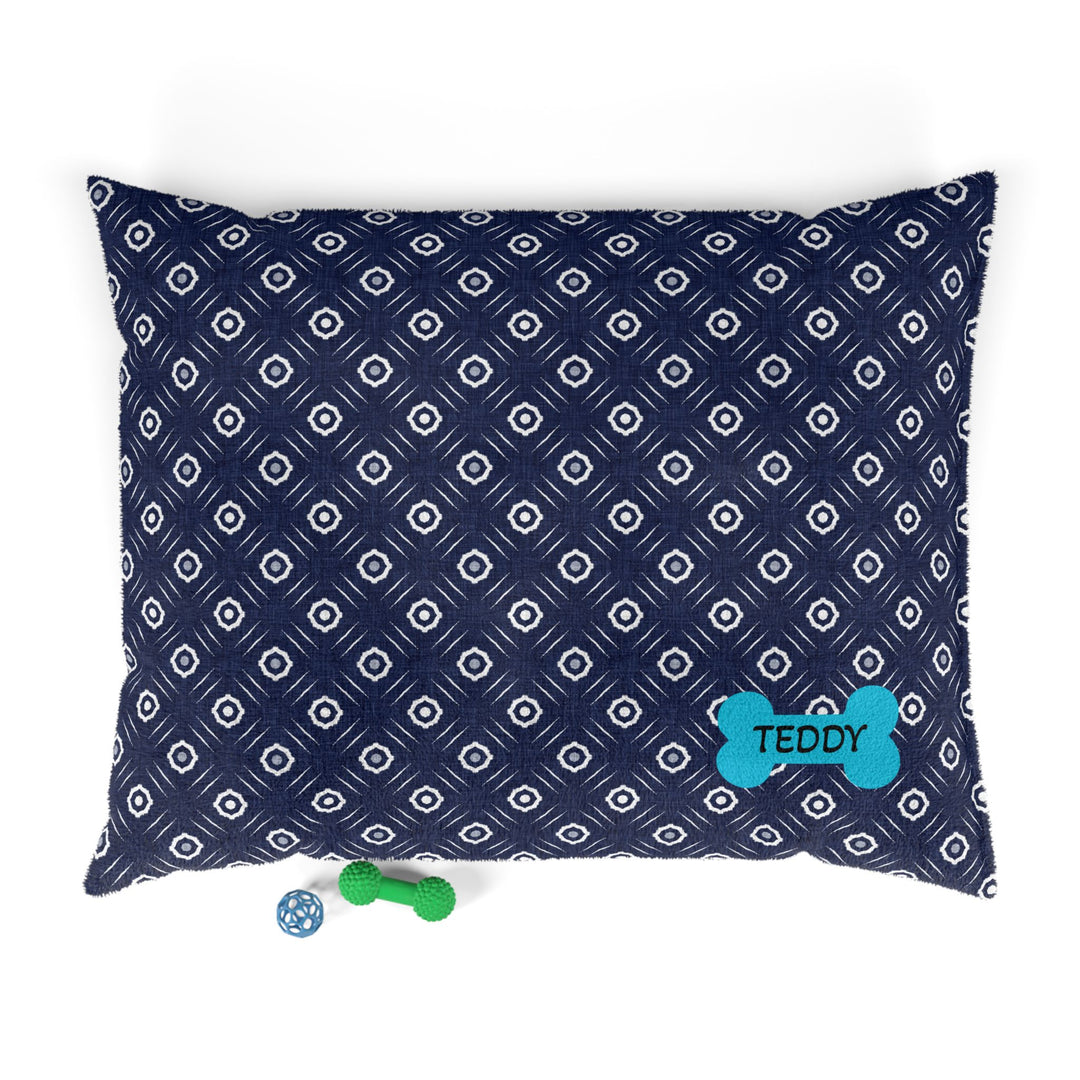 Indigo Damask Dog Bed