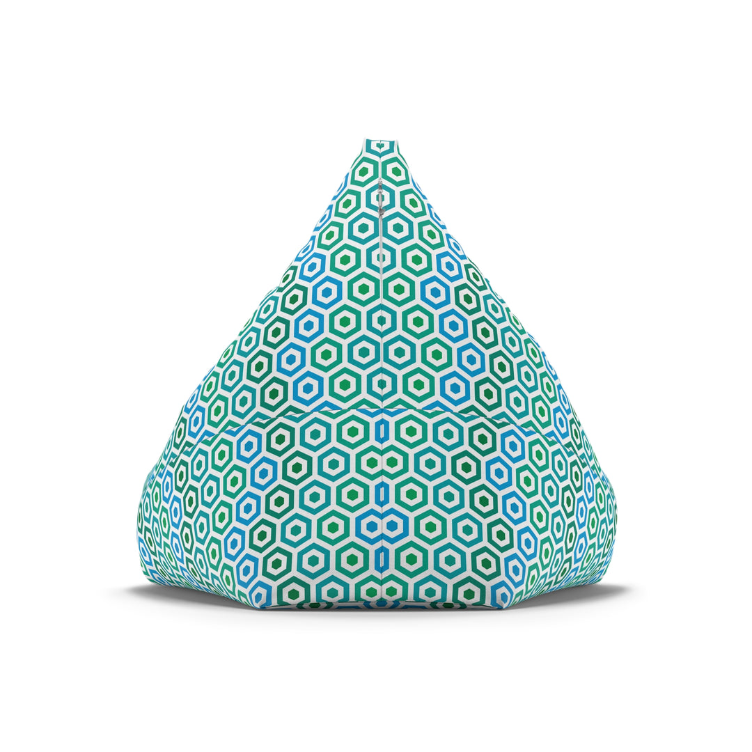 Aqua Breeze Hex - Retro Coastal Boho Bean Bag Cover, S