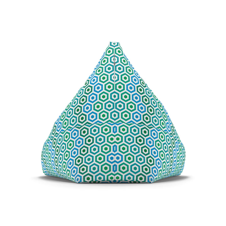 Aqua Breeze Hex - Retro Coastal Boho Bean Bag Cover, S