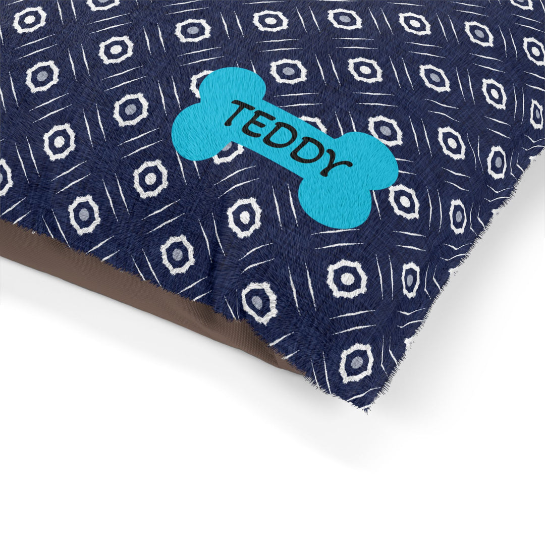 Indigo Damask Dog Bed