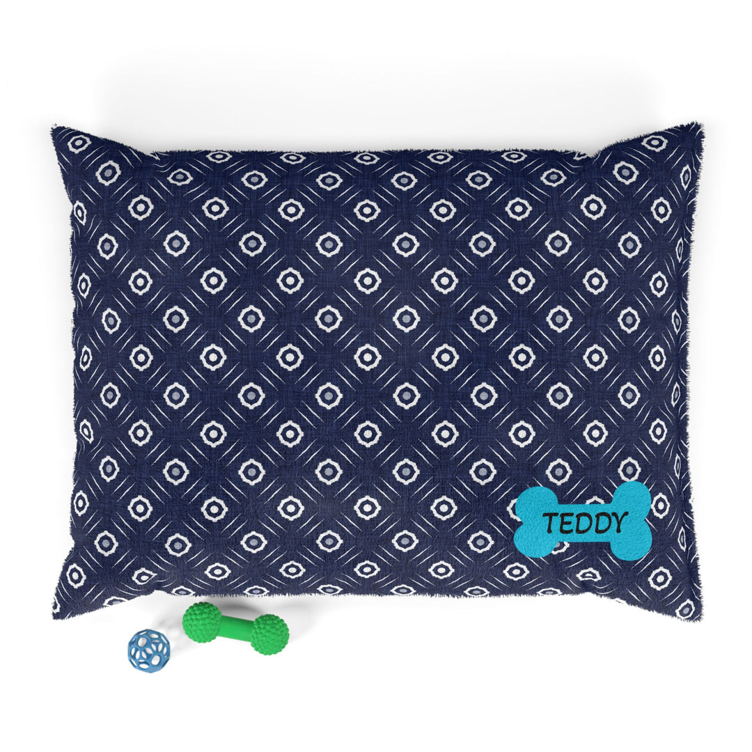 Indigo Damask Dog Bed