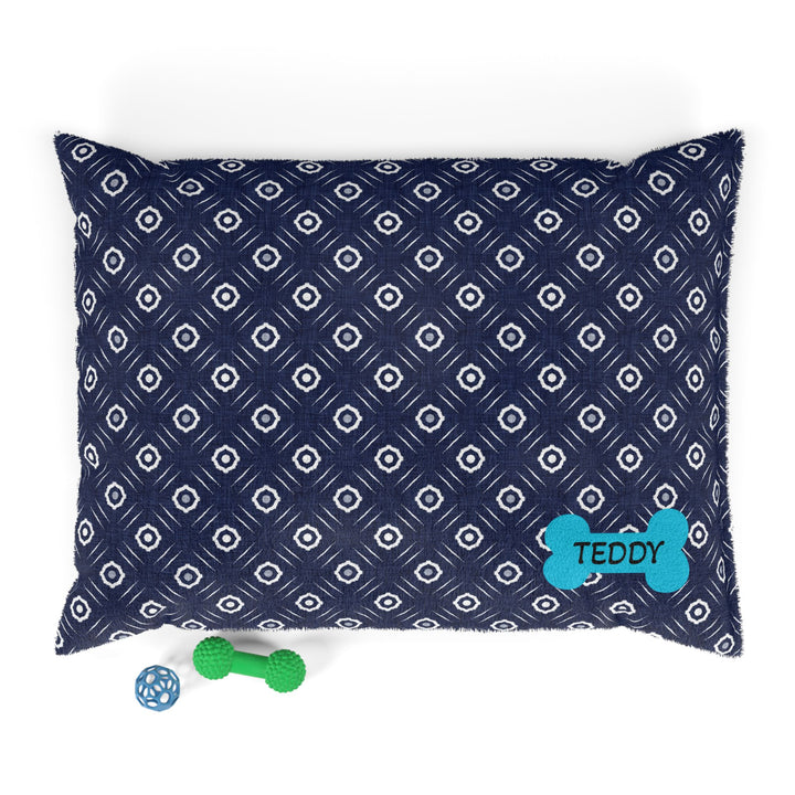 Indigo Damask Dog Bed