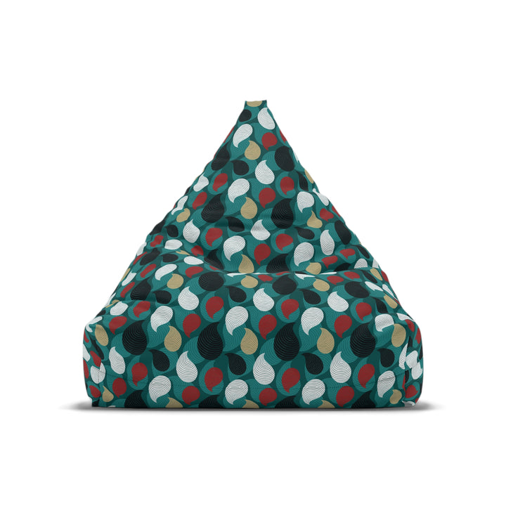 Turquoise White Red Spiral Drops Bean Bag Chair Cover