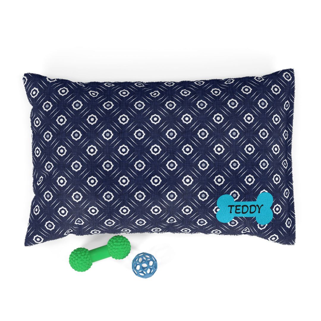 Indigo Damask Dog Bed