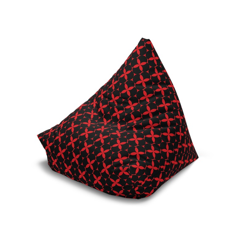 Petal Pulse – Red & Black Geometric Bean Bag Chair Cover