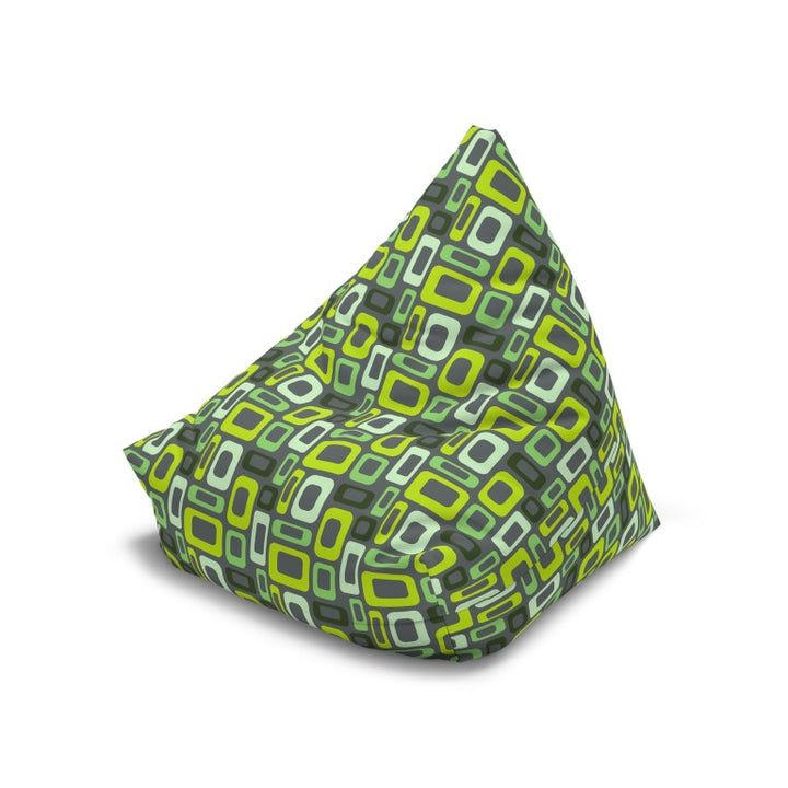 Vintage-style bean bag floor seating with mod pattern

