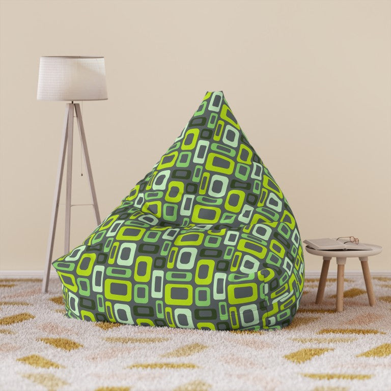 Retro geometric lounger in green tones
