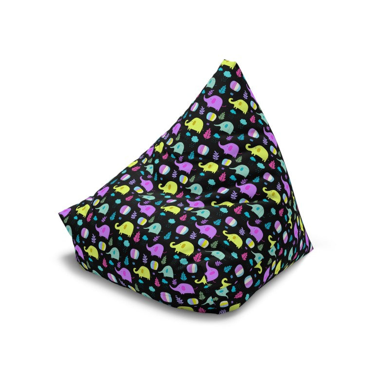 Elephant Parade, Black Bean Bag Cover