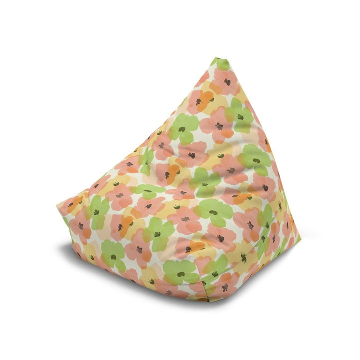 Boho Blossom Bean Bag Chair Cover, top view, floral lounger