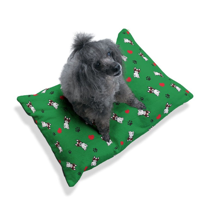 Personalized Green Bulldog Love Pet Bed