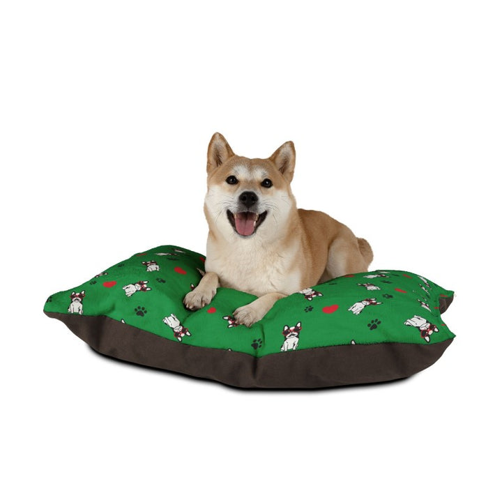 Personalized Green Bulldog Love Pet Bed