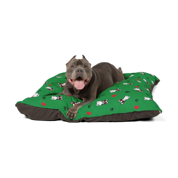 Personalized Green Bulldog Love Pet Bed