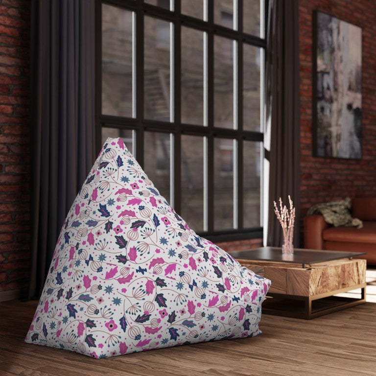 Bloom & Breeze Bean Bag Chair Cover - Botanical Charm in Pink & Blue