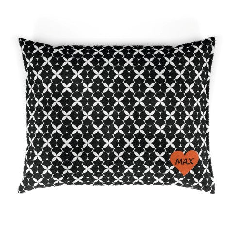 Urban Orbit Personalized Pet Bed – Black & White Geometric Pattern