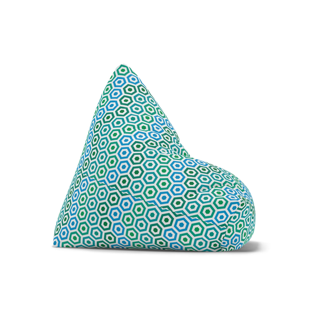 Aqua Breeze Hex - Retro Coastal Boho Bean Bag Cover, S