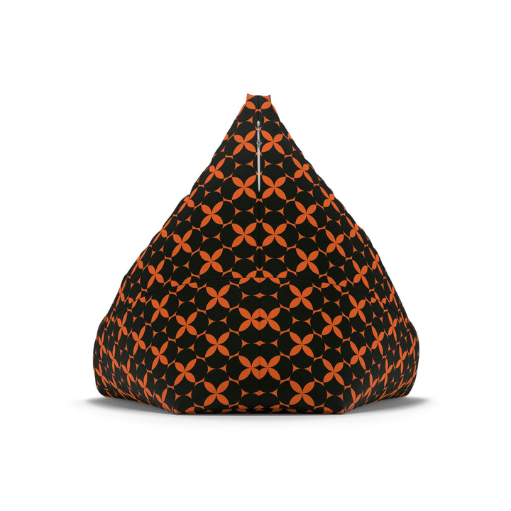 Petal Pulse – Orange & Black Geometric, Large Pattern