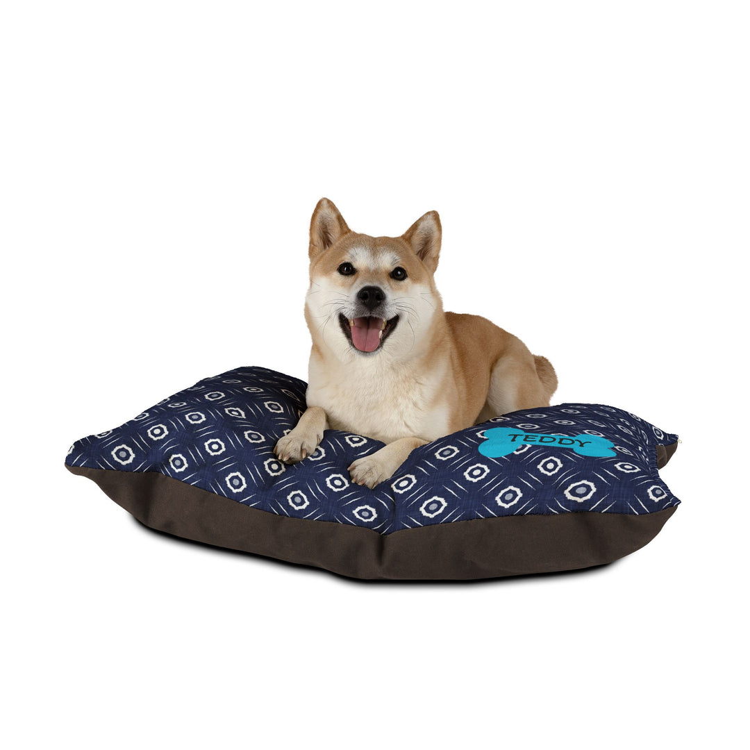 Indigo Damask Dog Bed