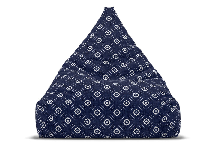 Artisan Indigo Bean Bag Cover - Small Bohemian Batik Mosaic
