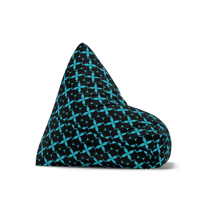 Petal Pulse - Blue & Black Geometric Bean Bag Chair Cover