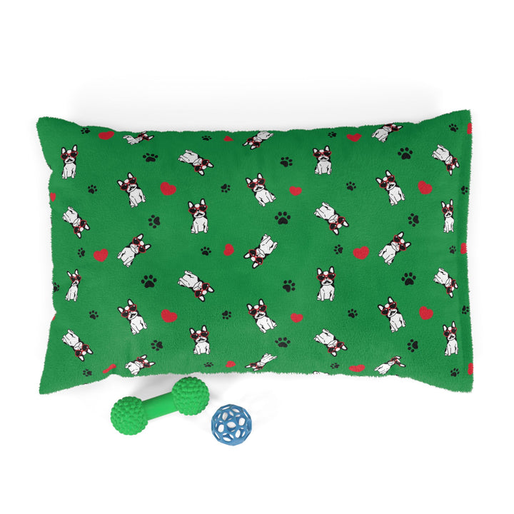 Personalized Green Bulldog Love Pet Bed