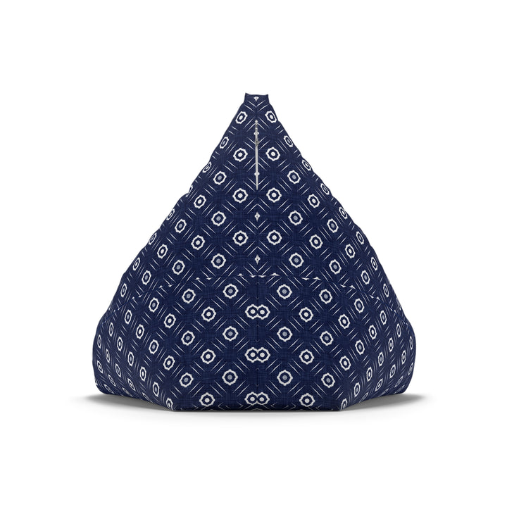 Artisan Indigo Bean Bag Cover - Small Bohemian Batik Mosaic