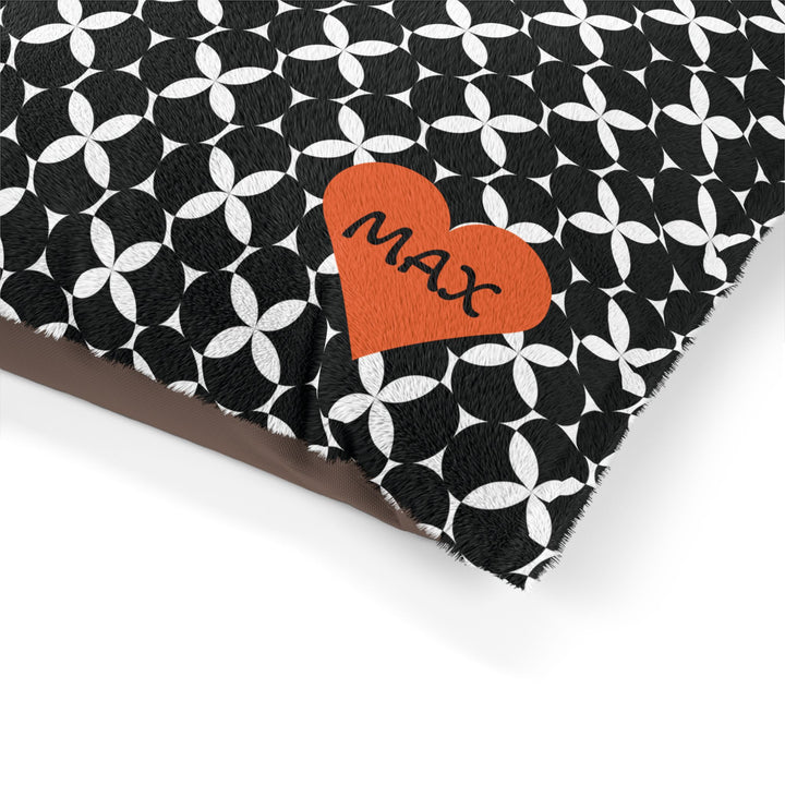 Urban Orbit Personalized Pet Bed – Black & White Geometric Pattern