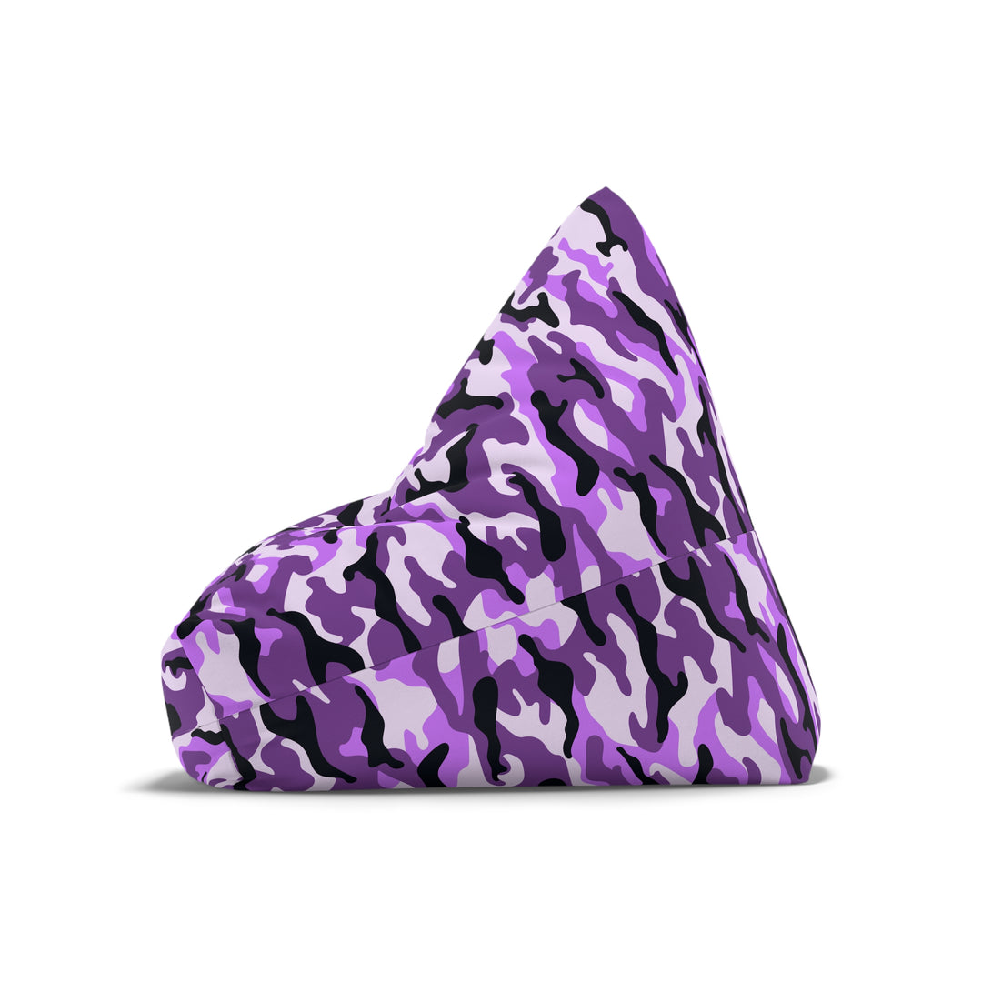 Cool camo lounge seating in purple, black, and lilac tone