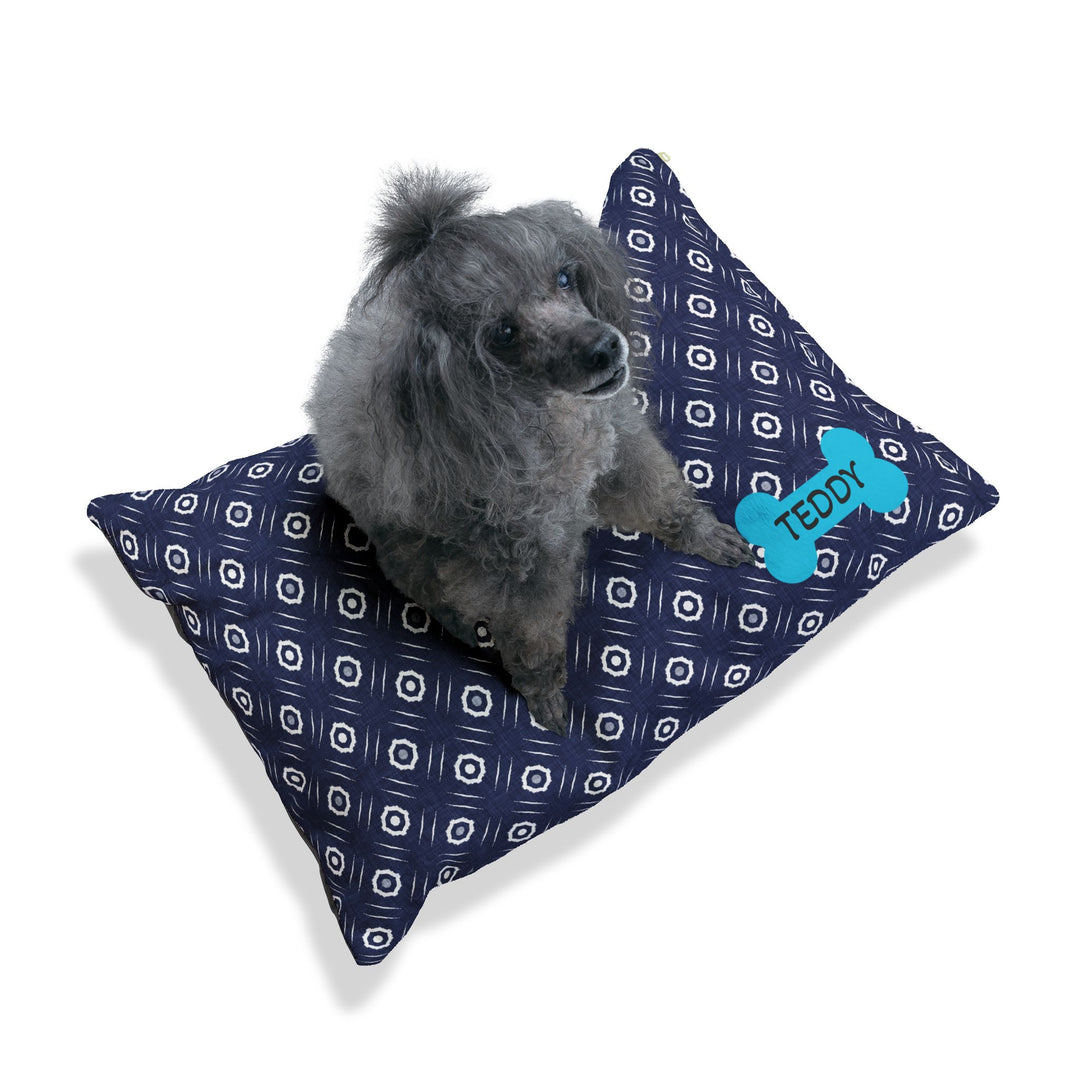 Indigo Damask Dog Bed