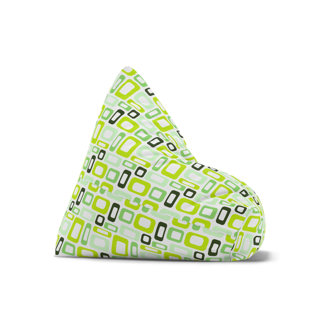 Retro Modular – Lime & Green Bean Bag Cover, White
