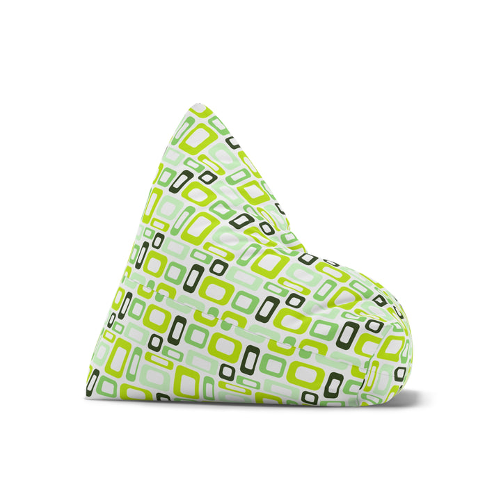 Retro Modular – Lime & Green Bean Bag Cover, White
