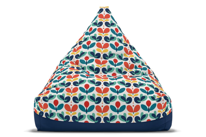 Nordic Bloom Bean Bag Chair Cover - Aqua & Terra Florals, Blue Base