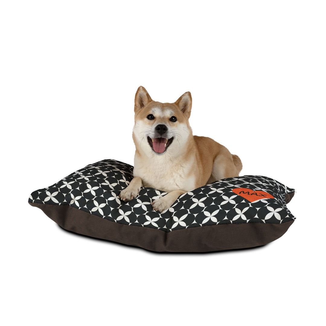 Urban Orbit Personalized Pet Bed – Black & White Geometric Pattern