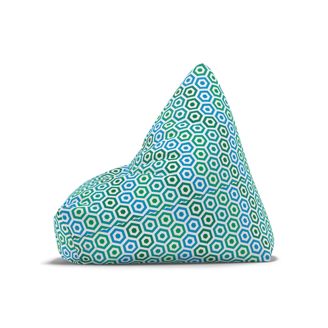 Aqua Breeze Hex - Retro Coastal Boho Bean Bag Cover, S