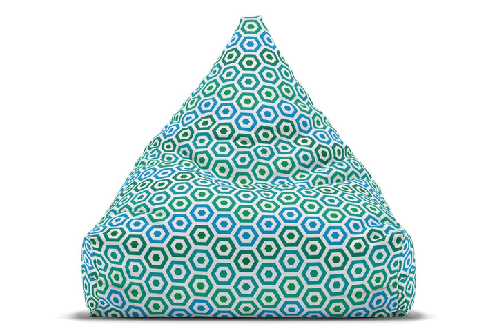 Aqua Breeze Hex - Retro Coastal Boho Bean Bag Cover, S