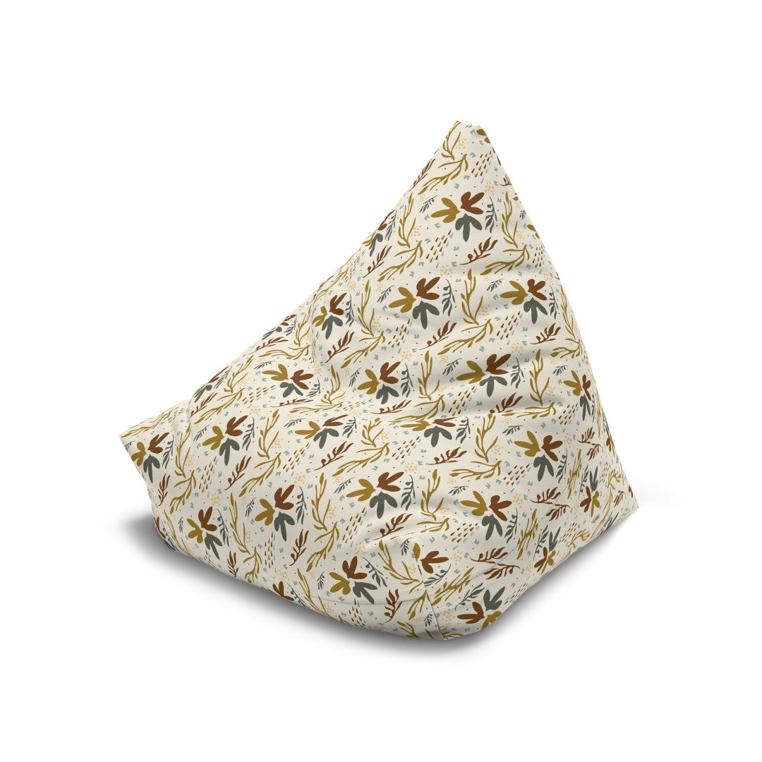Boho Earthy Tones Leaves Bean Bag Cover, All-over print