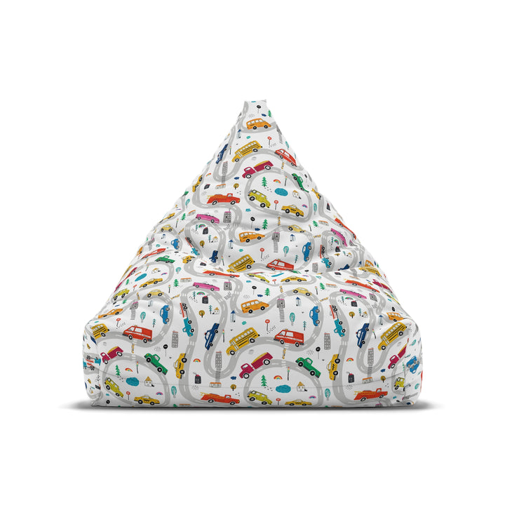 Cars Parade kids Bean Bag chair Cover, toddler floor seating, trucks theme