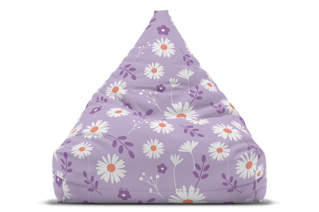 Daisy Dream Floral Bean Bag Chair Cover, flowers print, lilac lounger