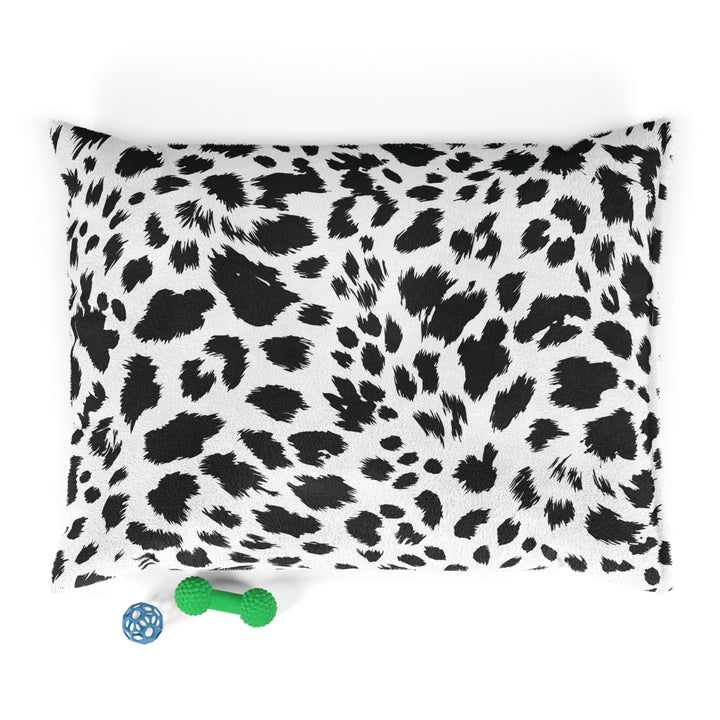 Dog resting on personalized leopard print bed in modern living room