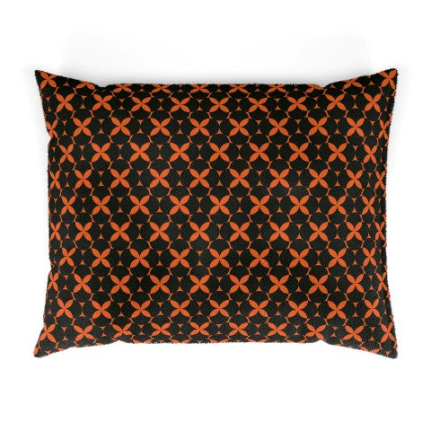 Tangerine Tails Pet Bed - Black & Orange Geometric Pattern